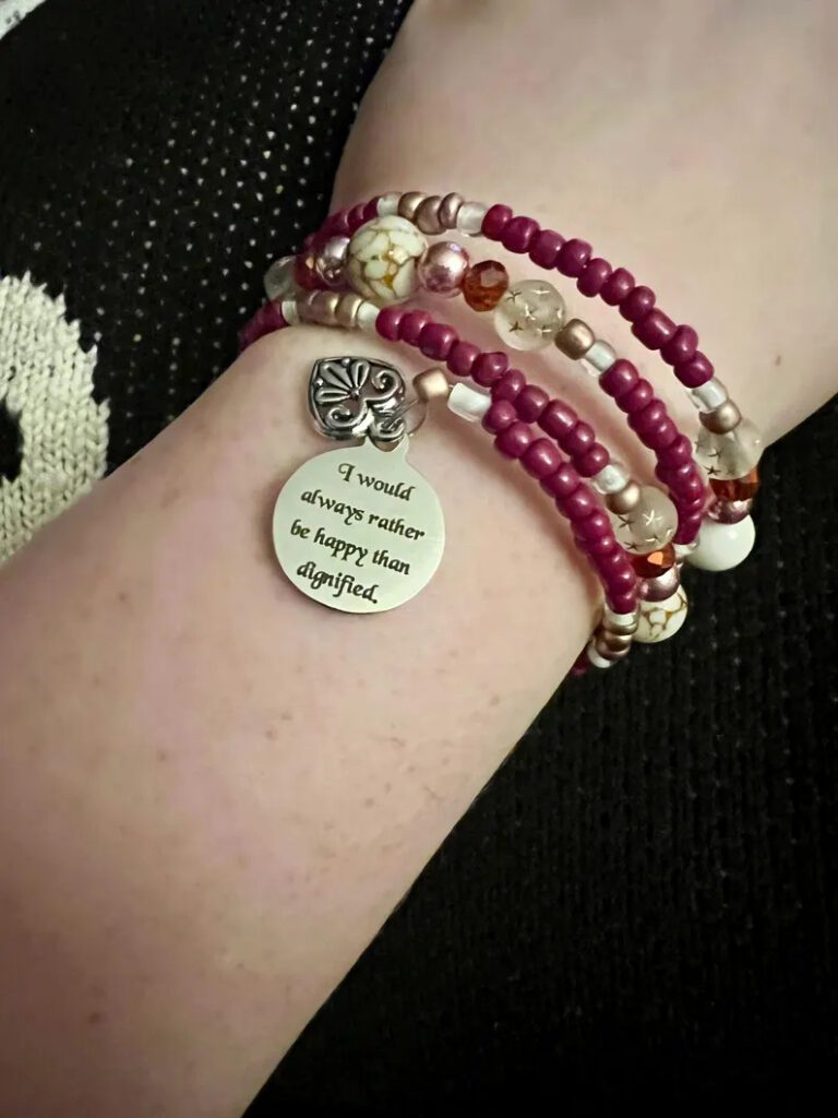 I Would Always Rather Be Happy Than Dignified' bracelet – literary jewelry gift for Jane Eyre fans