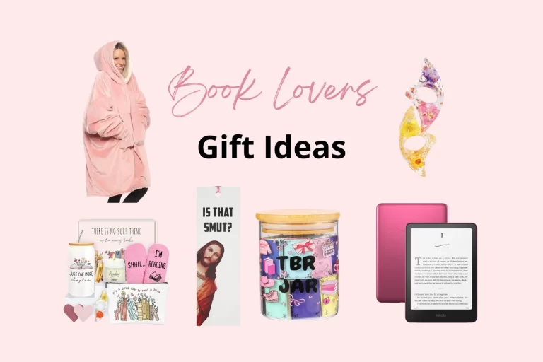 collage of gift ideas for book lovers
